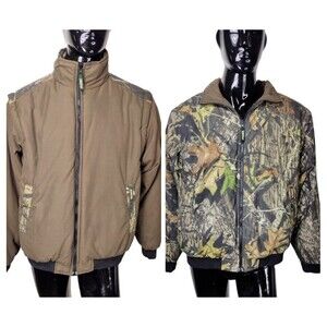 Vintage Remington Reversible Zip-Off Sleeve Camouflage Hunting Jacket Size Large